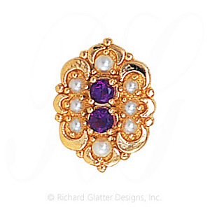 GS531 AMY/PL/PL - 14 Karat Gold Slide with Amethyst center and Pearl and Pearl accents 